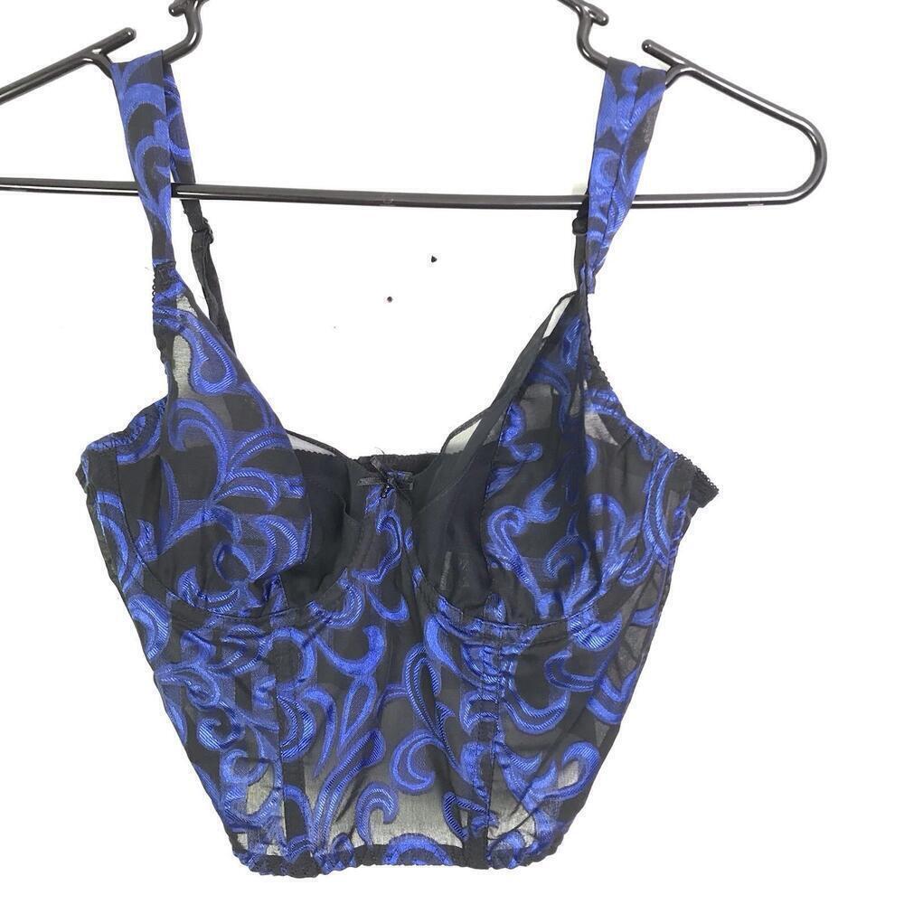 Expressions Corset Womens Small Sexy Butterfly Fairy Sheer Boning Blue Black